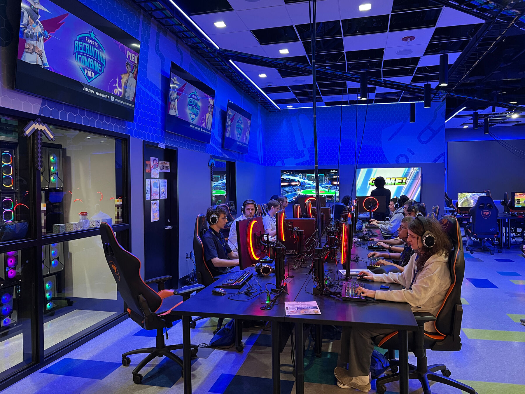 Students competing in a school esports lab
